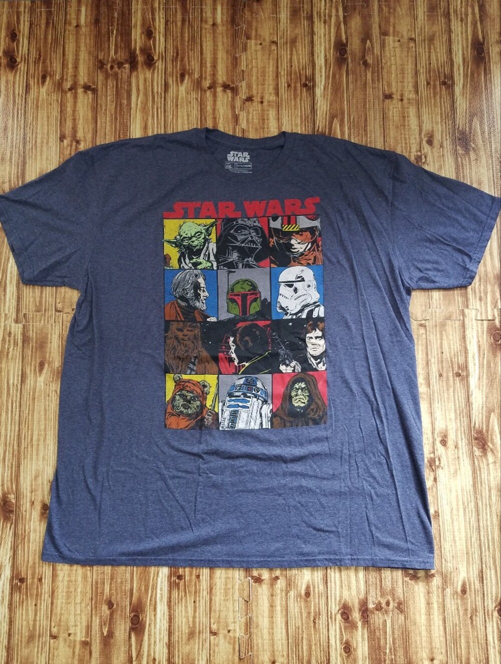 Star Wars Blue Men's 2XL Shirt Disney Yoda Ewok Han Solo Luke Boba Fett